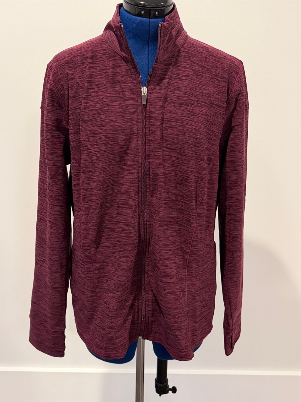 Talbots Marled Wine Full-Zip Stand Collar Jacket